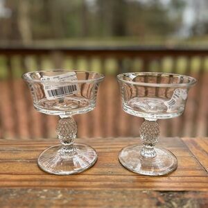 HEISEY Planation Tall Sherbet Champagne Pineapple Etched 4.25” Crystal 2 Glasses